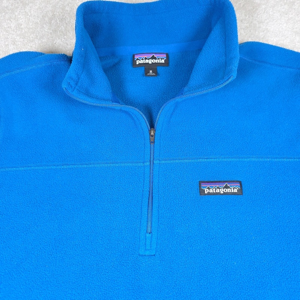 Patagonia Sweater Mens M Reg Blue Fleece Quarter Zip Pullover Hiking Comfort‎